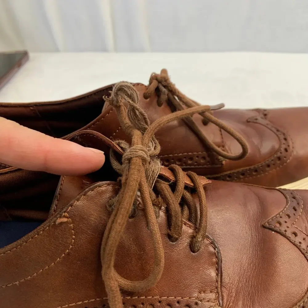 Cole Haan Mens Sz 10 Brown Leather Sneaker Brogue Oxford Dress Shoes Foam Sole